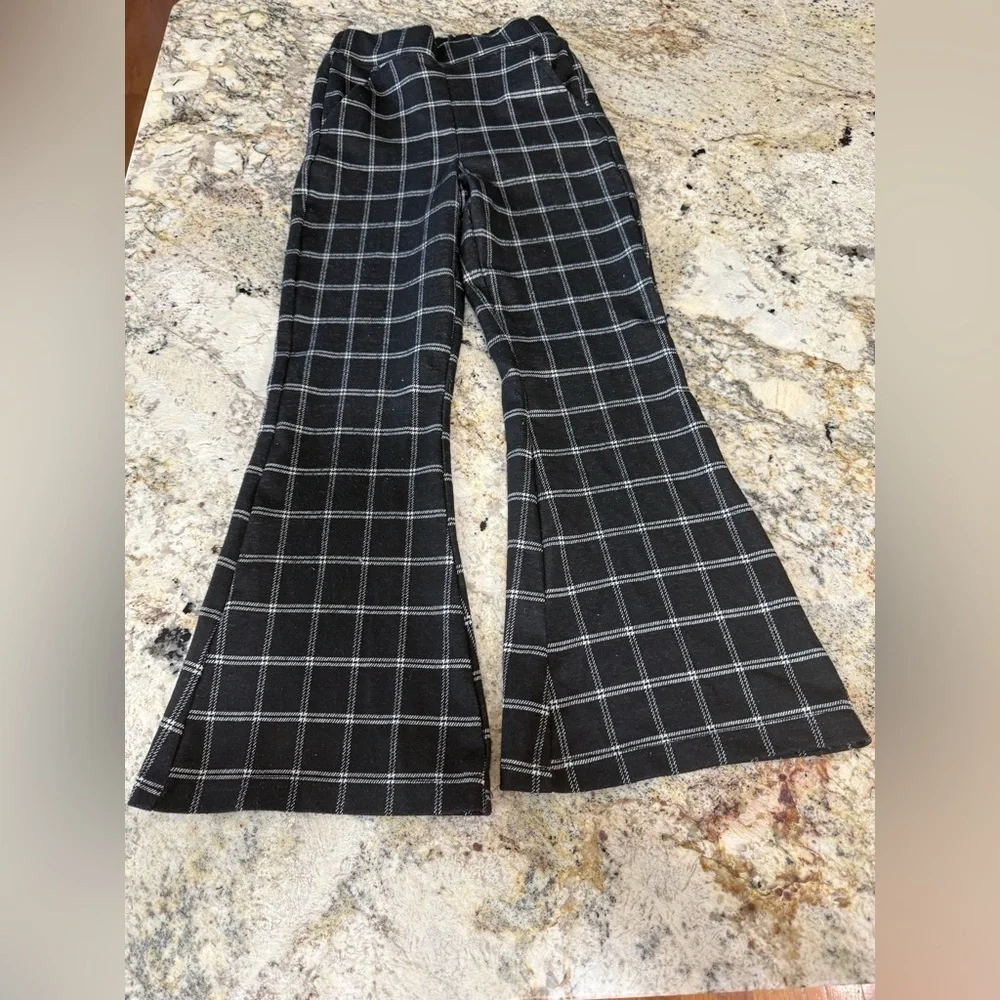 Old Navy Girls Black Checkered Flare Boot Cut Pants Size 8